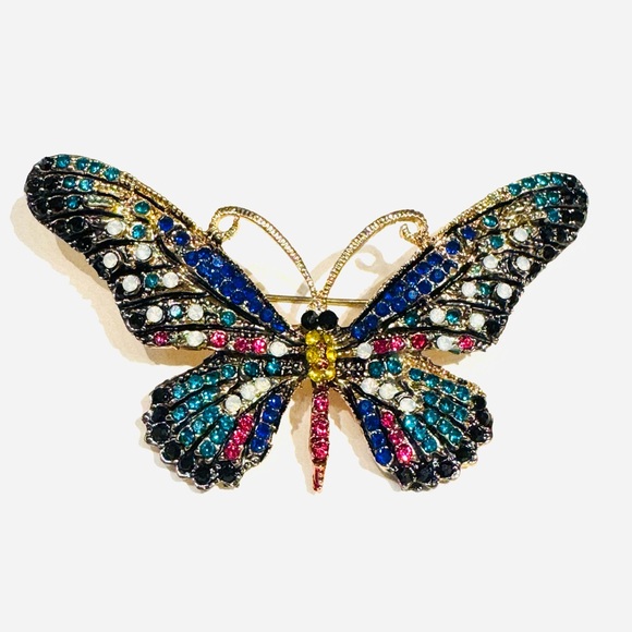 Butterfly Multicolored Brooch - Picture 4 of 5
